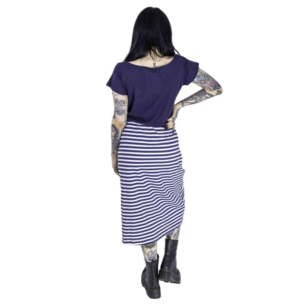 Rockabella - BON VOYAGE Lange jurk - Blauw/Wit